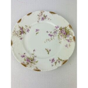 Vintage Limoges Porcelain Lunch Plate: Purple Floral GDA France, 9"